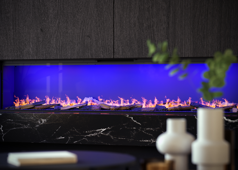 e-SliM-Linear-1700 Voor - originele vlam - blauwe ambiance