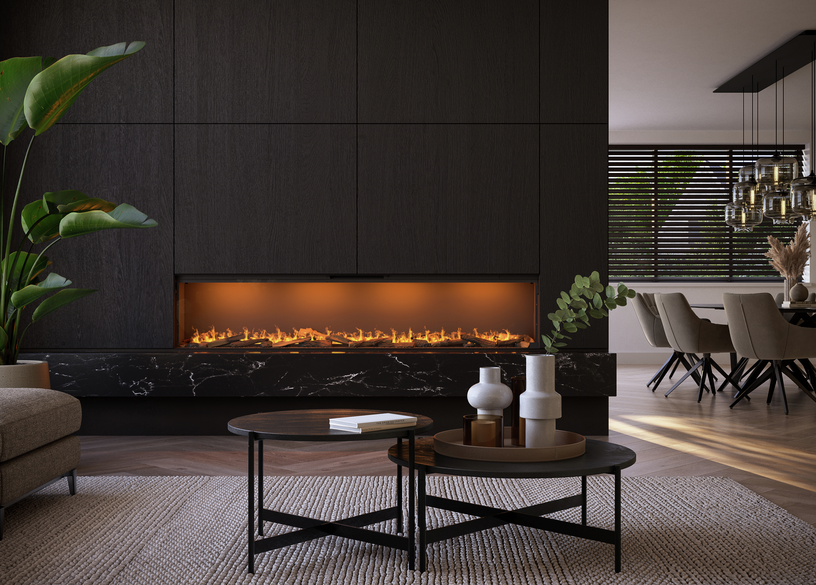 e-SliM Linear vooraanzicht -originele vlam - oranje ambiance